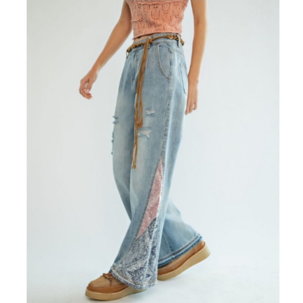 58986 Patchwork Flare Jeans